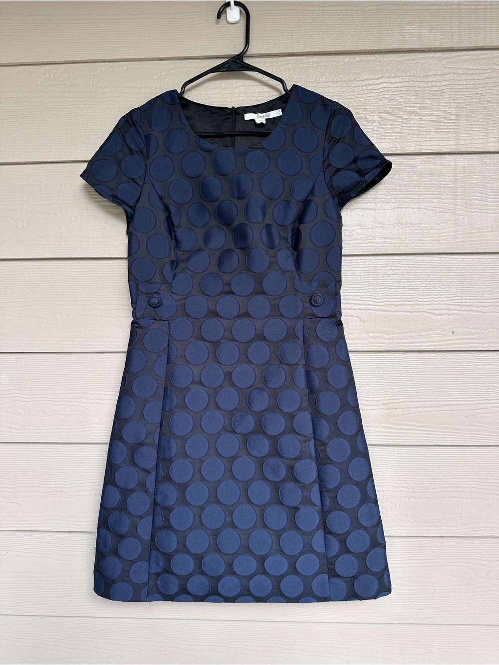 Boden Women's Navy Blue Polka Dot Jacquard Shift Dress Sz US 4R (C13)